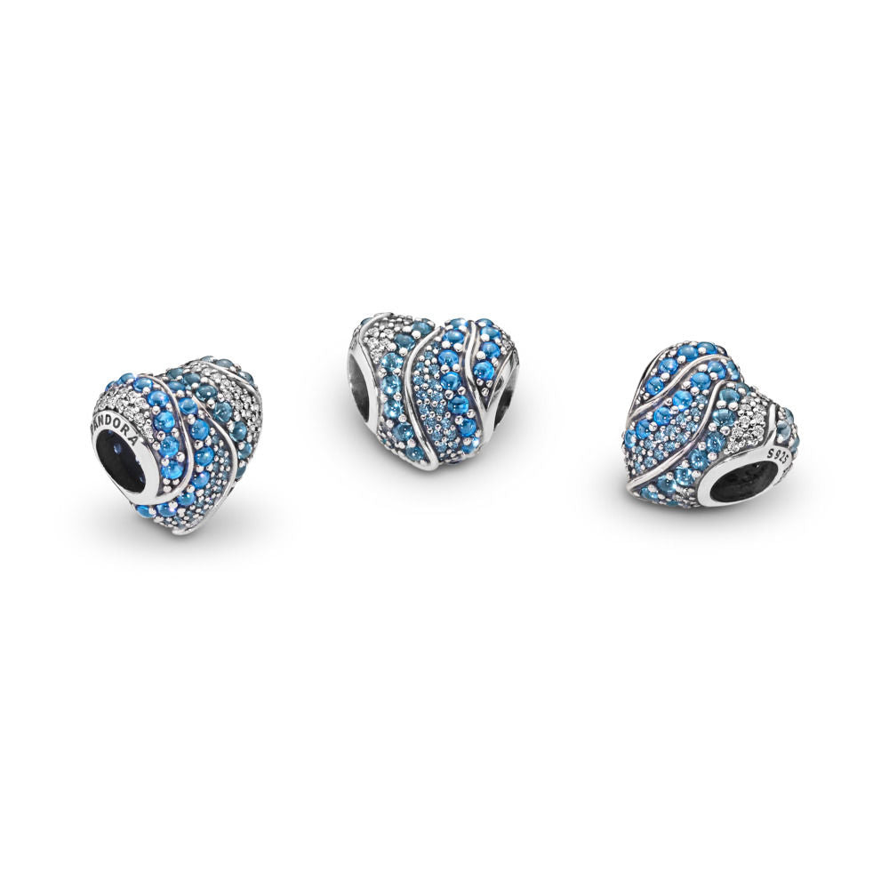 Pandora good aqua heart crystal charm.