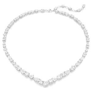 Mesmera necklace Mixed cuts, White, Rhodium plated