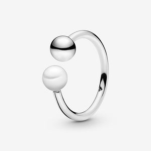 Bead and Freshwater Cultured Pearl Open Ring