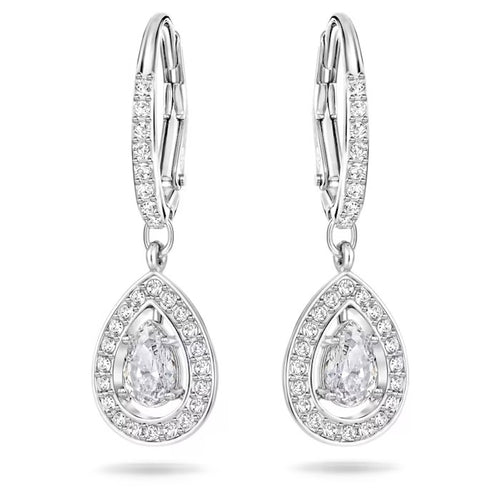 Angelic drop earrings Pear cut, White, Rhodium plated