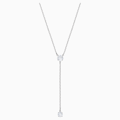 ATTRACT Y NECKLACE, WHITE, RHODIUM PLATED