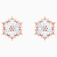 Load image into Gallery viewer, Magic Pierced Earrings, White, Rose-gold tone plated