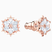 Load image into Gallery viewer, Magic Pierced Earrings, White, Rose-gold tone plated