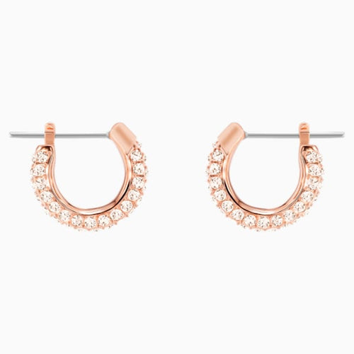 STONE PIERCED EARRINGS, PINK, ROSE-GOLD TONE PLATED