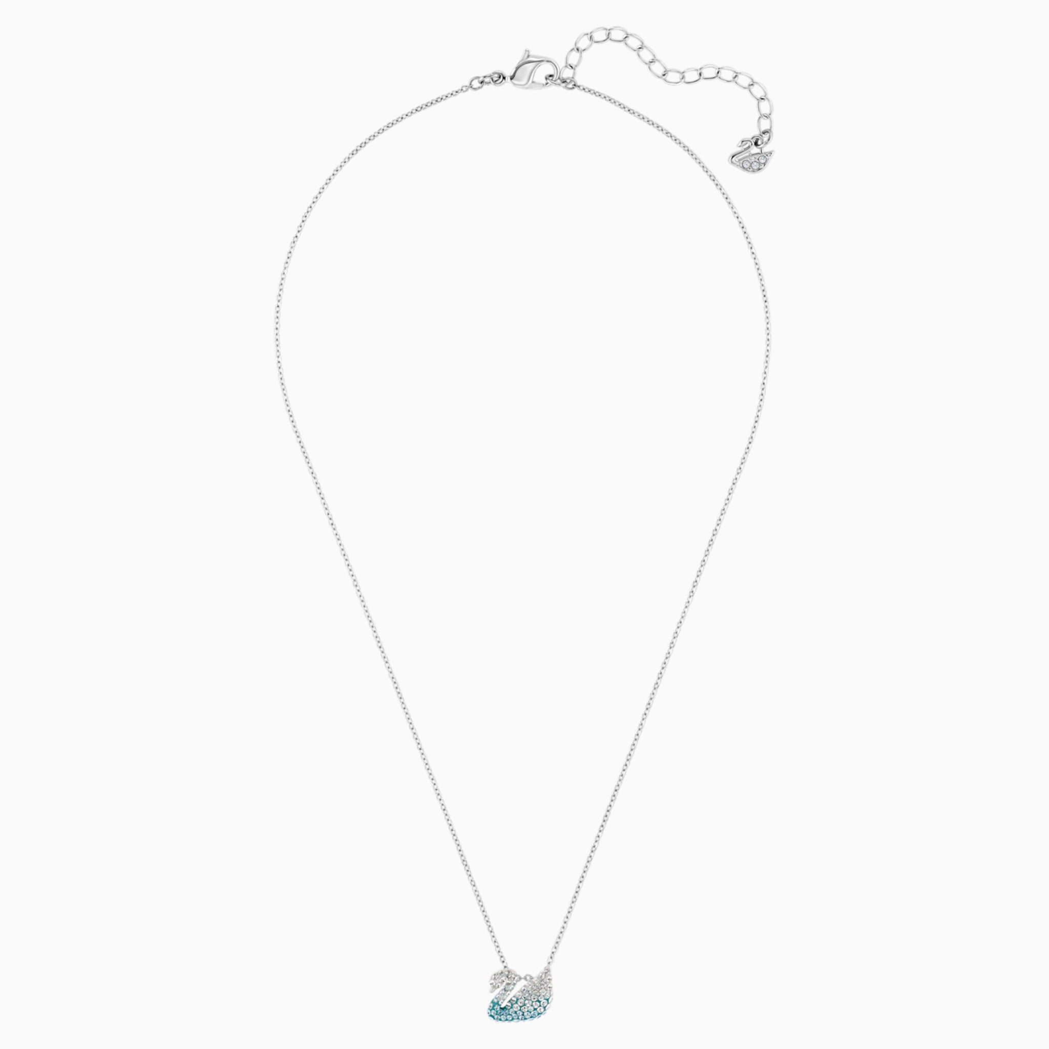 Iconic Swan Pendant, Blue, Rhodium Plated 5660594 | Swarovski