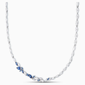 LOUISON NECKLACE, BLUE, RHODIUM PLATED