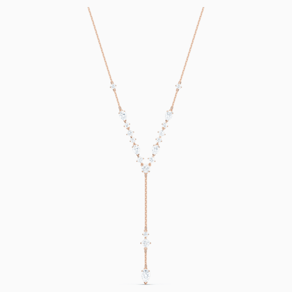 ATTRACT Y NECKLACE, WHITE, ROSE-GOLD TONE PLATED