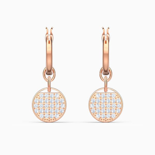 GINGER MINI HOOP PIERCED EARRINGS, WHITE, ROSE-GOLD TONE PLATED