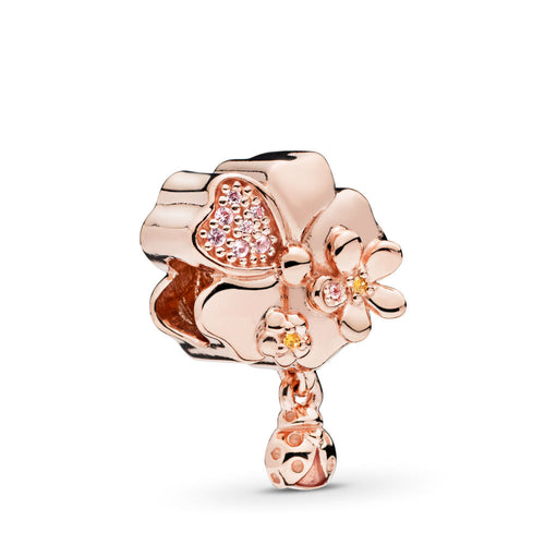 PANDORA Wildflower Meadow Charm, PANDORA Rose, Blush Pink Crystal & Pink Enamel