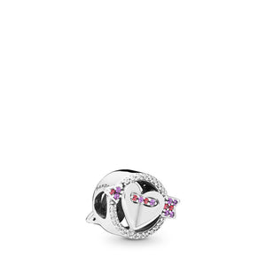 PANDORA Sparkling Arrow & Heart Charm , Red & Clear CZ, Royal Purple Crystals