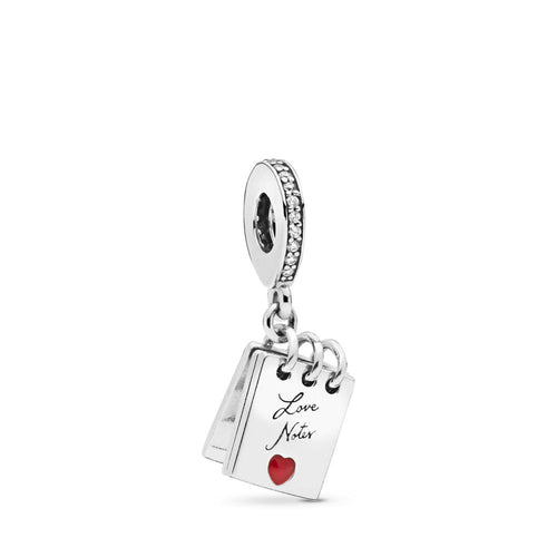 Pandora Love Notes Charm, Clear CZ & Crimson Red Enamel