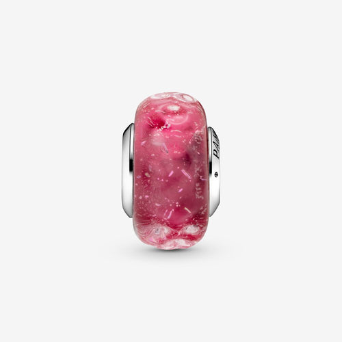 Wavy Fancy Pink Murano Glass Charm