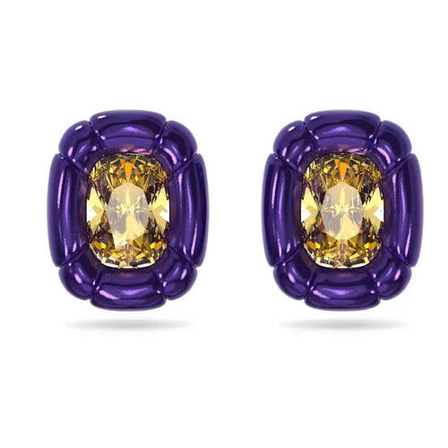 Dulcis clip earrings Cushion cut, Purple