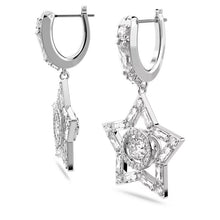 Load image into Gallery viewer, Stella hoop earrings Star, White, Rhodium plated