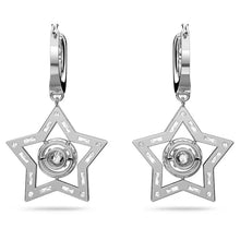 Load image into Gallery viewer, Stella hoop earrings Star, White, Rhodium plated