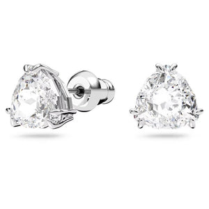 Millenia stud earrings Trilliant cut, White, Rhodium plated