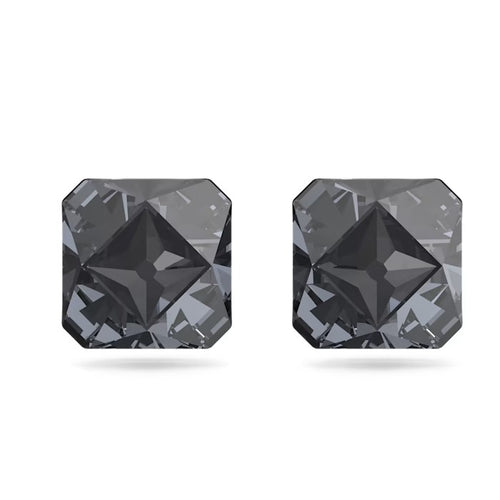 Ortyx stud earrings Pyramid cut, Gray, Ruthenium plated