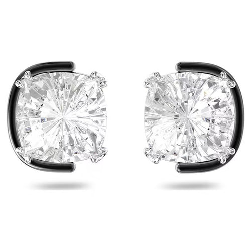 Harmonia stud earrings Cushion cut, White, Mixed metal finish