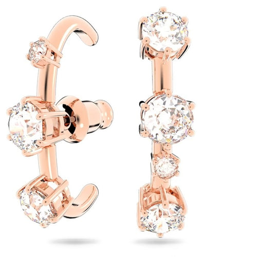 Constella ear cuff Set (2), Asymmetrical, White, Rose gold-tone plated