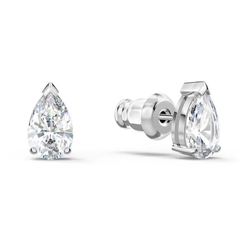 Attract stud earrings Pear cut, White, Rhodium plated