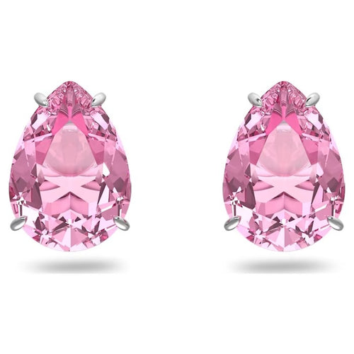 Gema stud earrings Drop cut, Pink, Rhodium plated