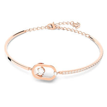 Load image into Gallery viewer, Swarovski Sparkling Dance Oval bracelet Round cut, White, Rose gold-tone plated