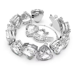 Millenia bracelet Trilliant cut, White, Rhodium plated