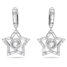 Load image into Gallery viewer, Stella hoop earrings Star, White, Rhodium plated