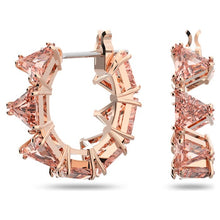 Load image into Gallery viewer, Ortyx hoop earrings Triangle cut, Small, Pink, Rose gold-tone plated