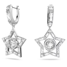 Load image into Gallery viewer, Stella hoop earrings Star, White, Rhodium plated