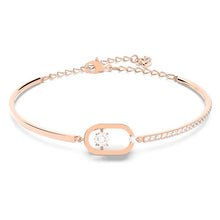 Load image into Gallery viewer, Swarovski Sparkling Dance Oval bracelet Round cut, White, Rose gold-tone plated