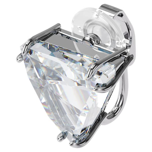 Swarovski Mesmera clip earring Single, Delta, White, Rhodium plated