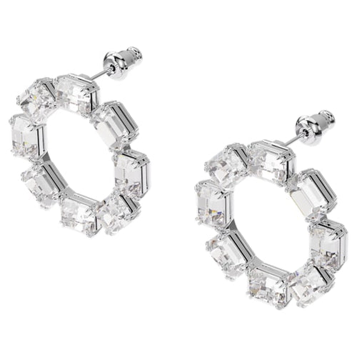 Swarovski Millenia earrings Circle, White, Rhodium plated