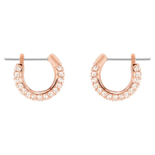 Swarovski Stone Pierced Earrings, Pink, Rose-gold tone plated