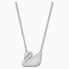 Load image into Gallery viewer, SWAN NECKLACE, WHITE, RHODIUM PLATED