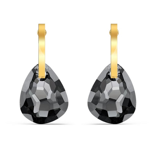 Swarovski T Bar Pierced Earrings, Gray, Gold-tone plated