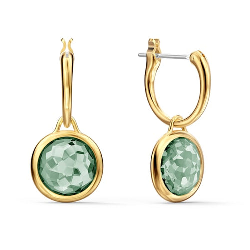 Swarovski Tahlia Mini Hoop Pierced Earrings, Green, Gold-tone plated