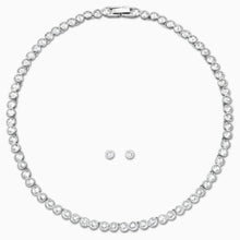 Load image into Gallery viewer, TENNIS SET, WHITE, RHODIUM PLATED