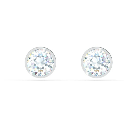 Swarovski Tennis Stud Pierced Earrings, White, Rhodium plated