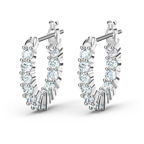 Swarovski Vittore Mini Hoop Pierced Earrings, White, Rhodium plated